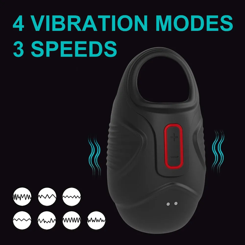 10 Modes Men Scrotum Massager Male Chastity Cage Testicle Bondage Vibrator