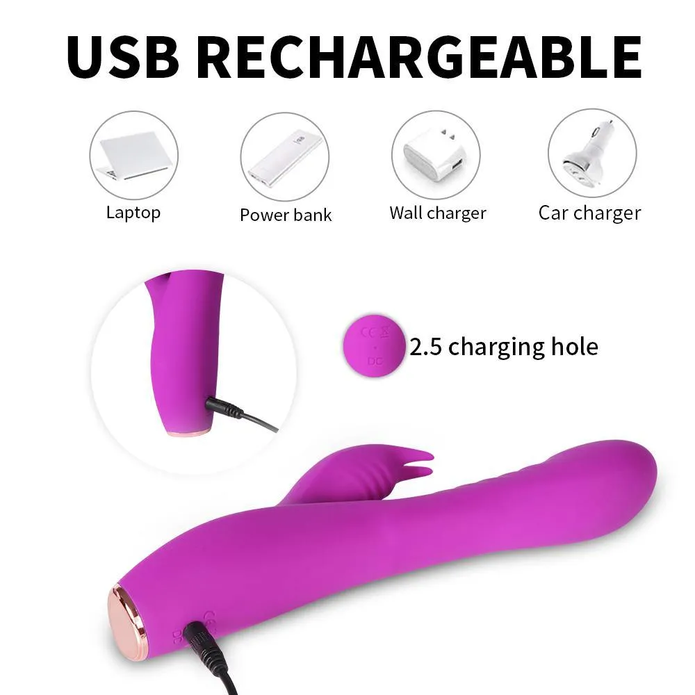 10 Powerful Vibration Modes Rabbit Vibrator USB Rechargeable Double Motor Vibe
