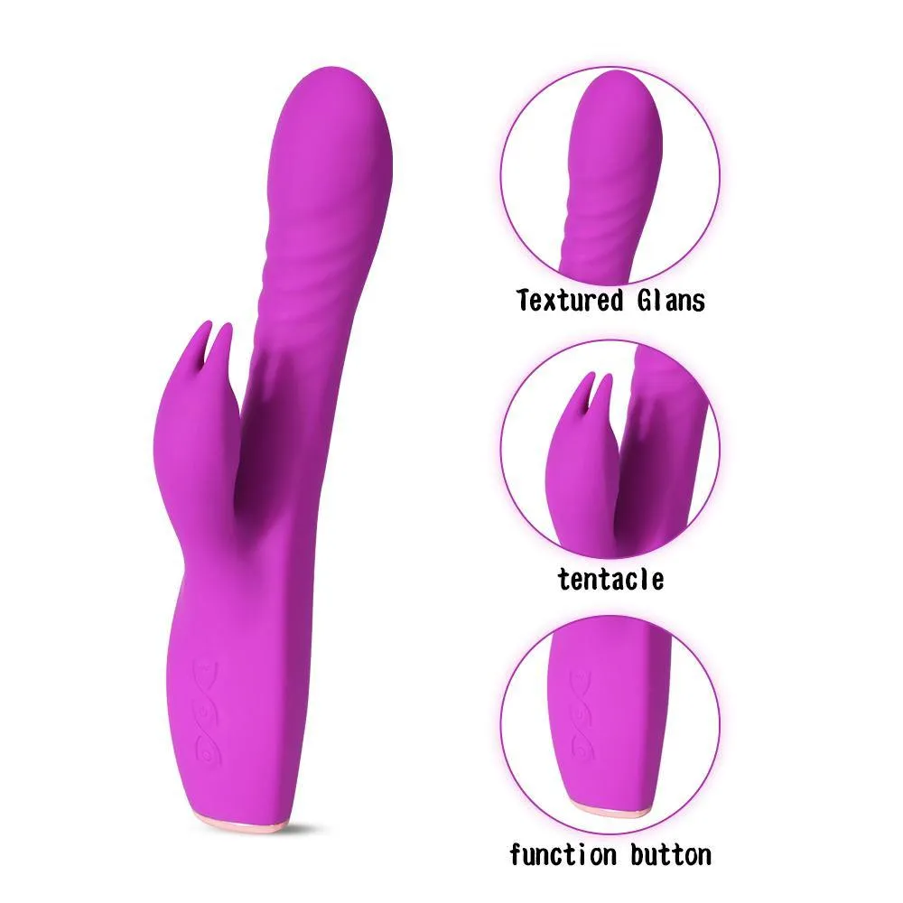 10 Powerful Vibration Modes Rabbit Vibrator USB Rechargeable Double Motor Vibe