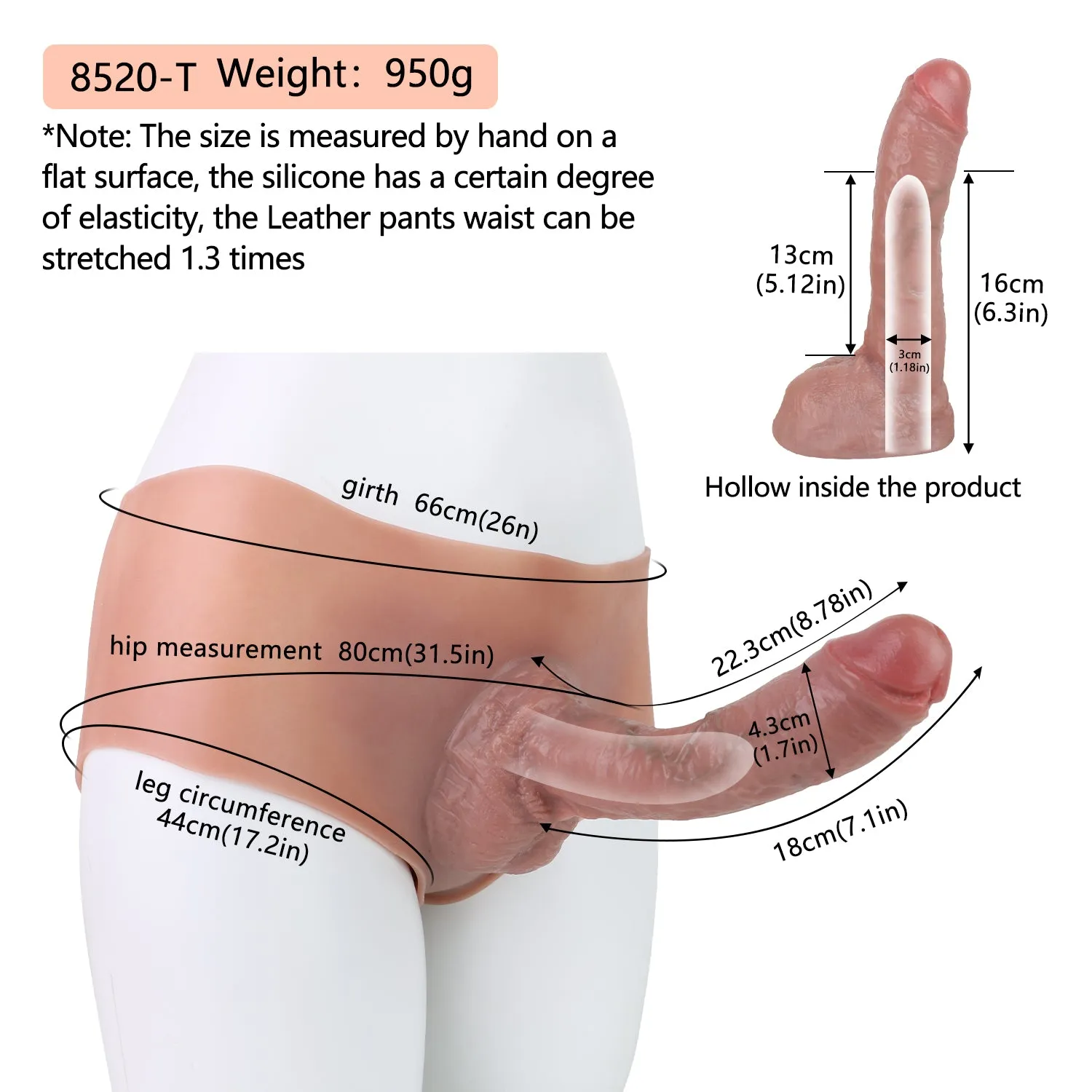 7-inch Penis Extender Sheath Underwear - Realistic Cock Sleeve Sex Toys for Men Enlargement