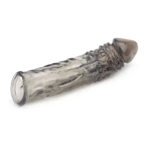 7-inch Rubber Black Textured Penis Sleeve for Him