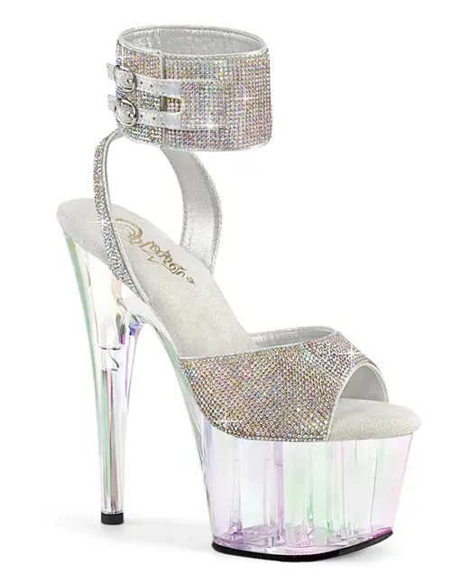 Adore-791HTRS Rhinestone Ankle Cuff Platform Holo Bottom