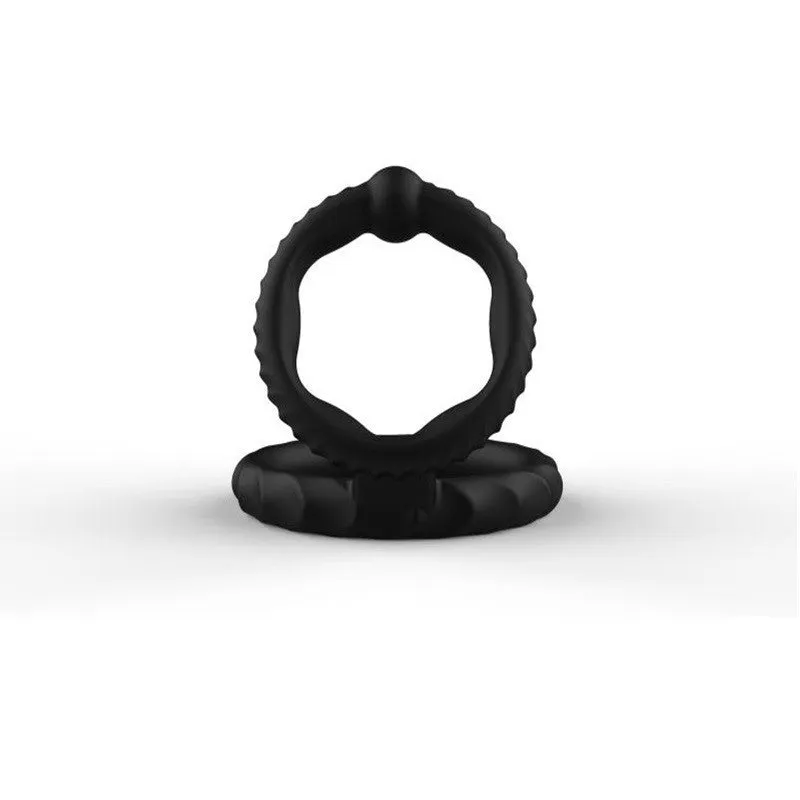 Armour Double Silicone Penis Ring | Lock Delay Erection | Black | Stretchy