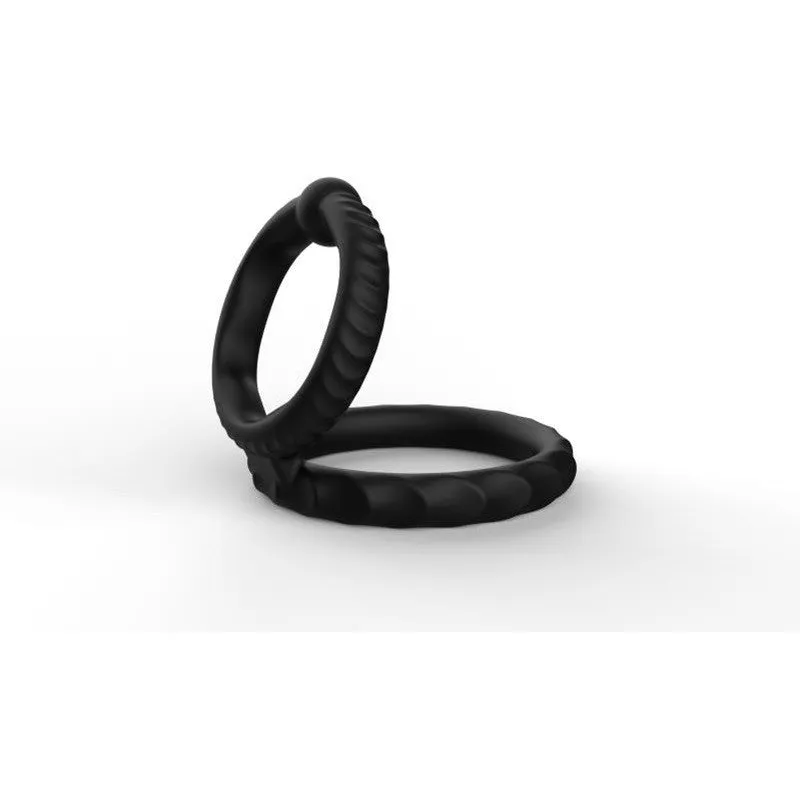 Armour Double Silicone Penis Ring | Lock Delay Erection | Black | Stretchy