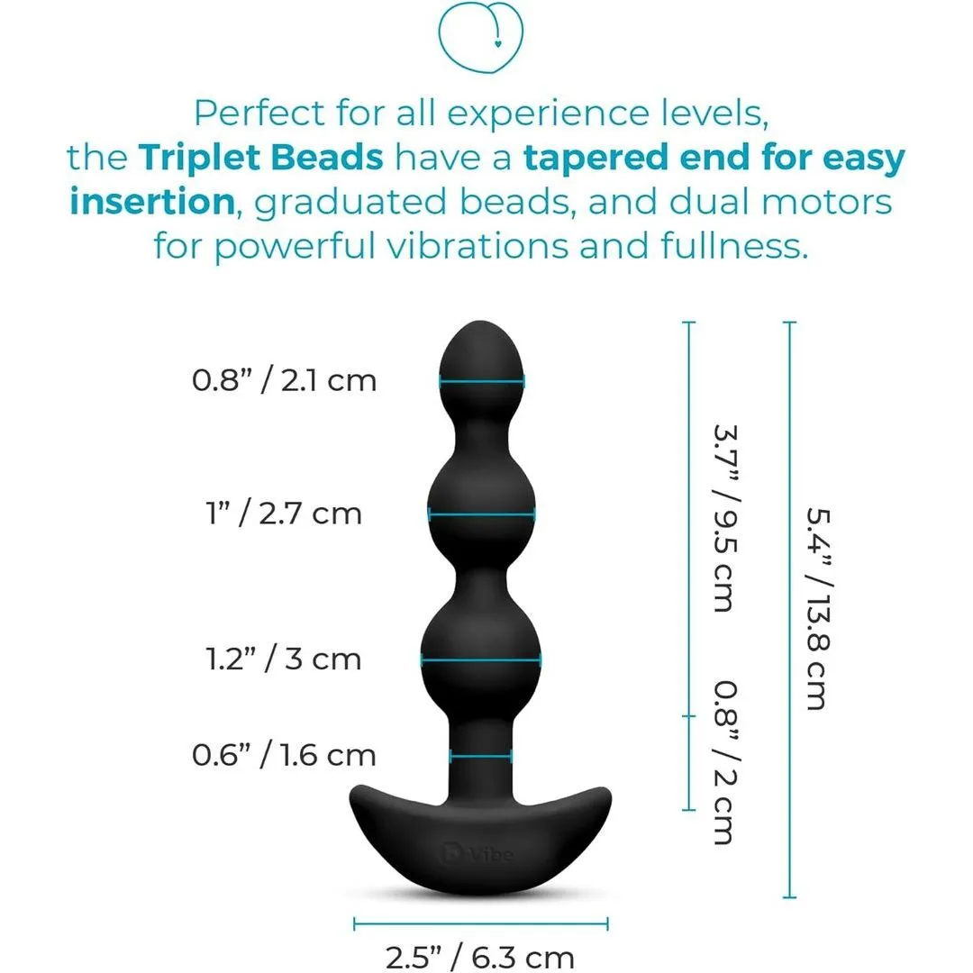 B-Vibe Triplet Beads VIbrating Anal Beads - Black