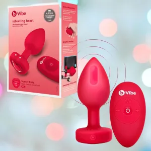 B-Vibe Vibrating Heart Plug Medium/Large - Scarlet Ruby