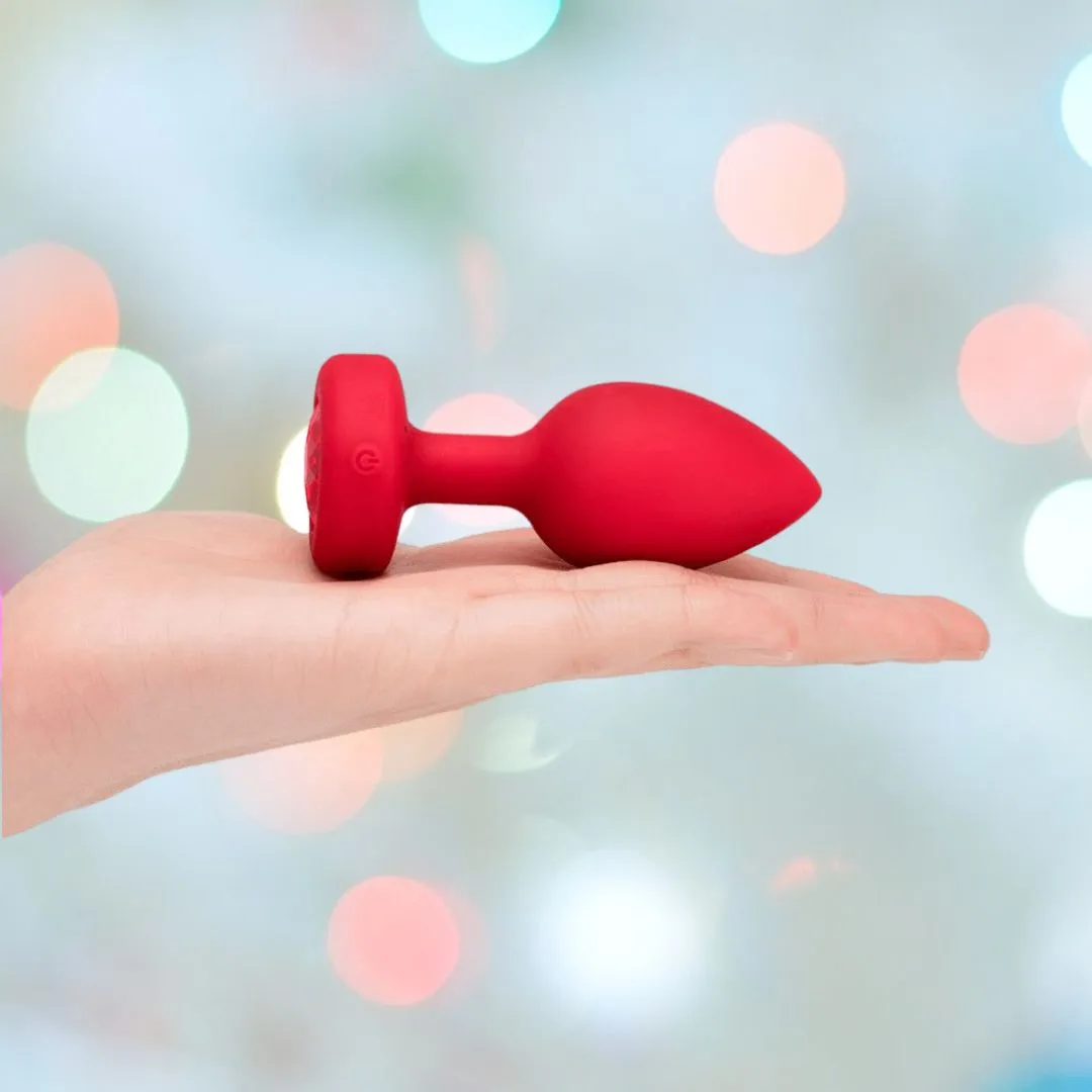 B-Vibe Vibrating Heart Plug Medium/Large - Scarlet Ruby