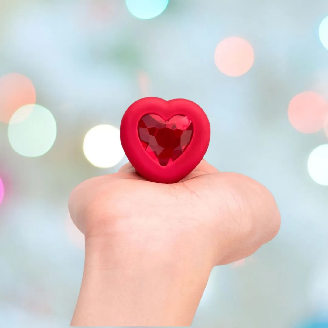 B-Vibe Vibrating Heart Plug Medium/Large - Scarlet Ruby
