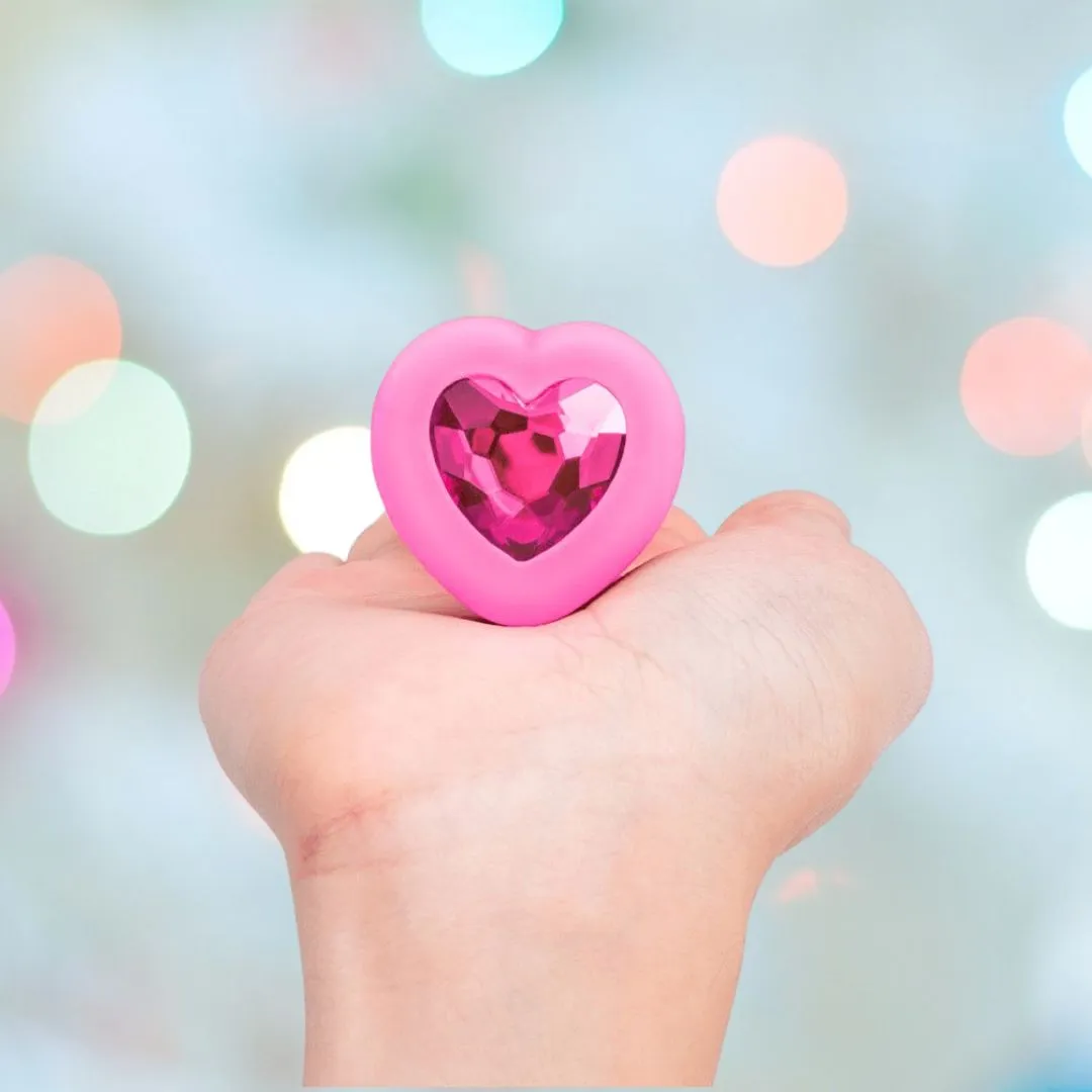 B-Vibe Vibrating Heart Plug Small/Medium - Pink Topaz