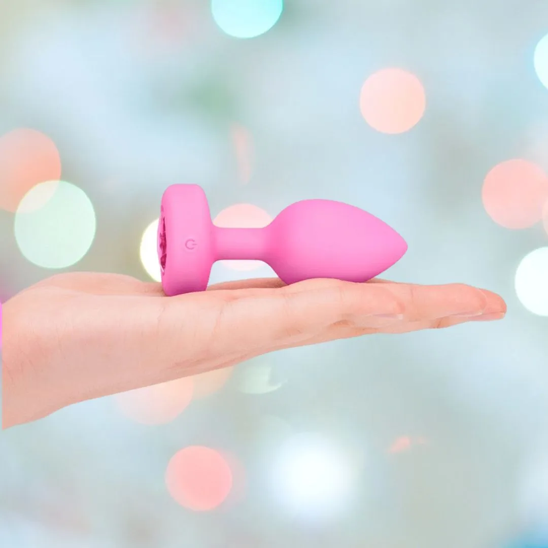 B-Vibe Vibrating Heart Plug Small/Medium - Pink Topaz