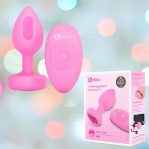 B-Vibe Vibrating Heart Plug Small/Medium - Pink Topaz