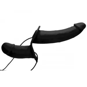 Black Silicone Duo Penetration Vibrating Strap-on Dildo Couples