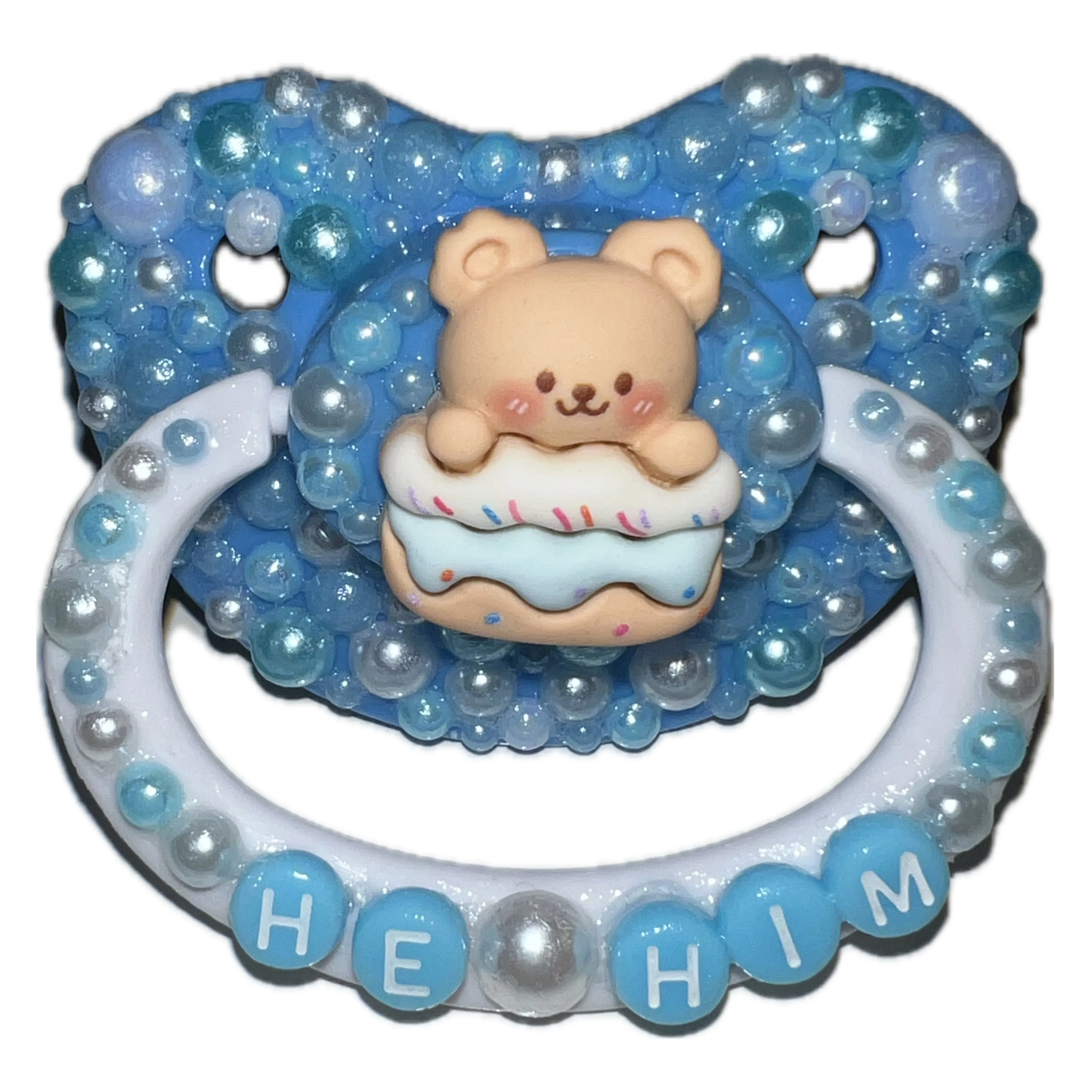 Blue He/Him Hand Crafted Deluxe Pacifier