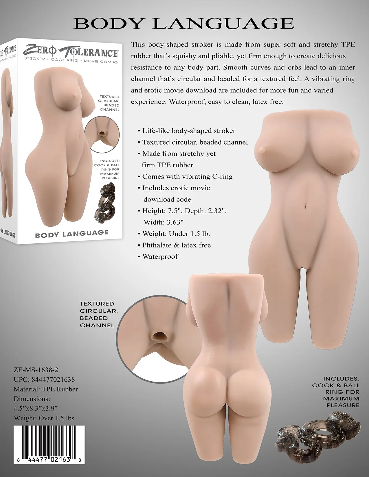Body Language. Light - Life Like Body Shaped Stroker