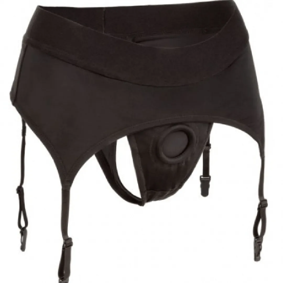 Boundless Backless Strap-on Thong with Garter - S/M