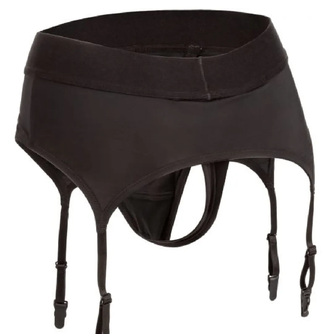 Boundless Backless Strap-on Thong with Garter - S/M