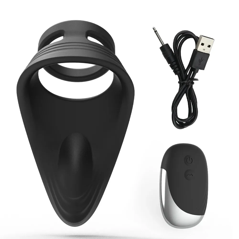 Calex Vibrating 3 Way Penis Ring | Stretchy | 10 Modes | Remote Control | USB | Extra Girth