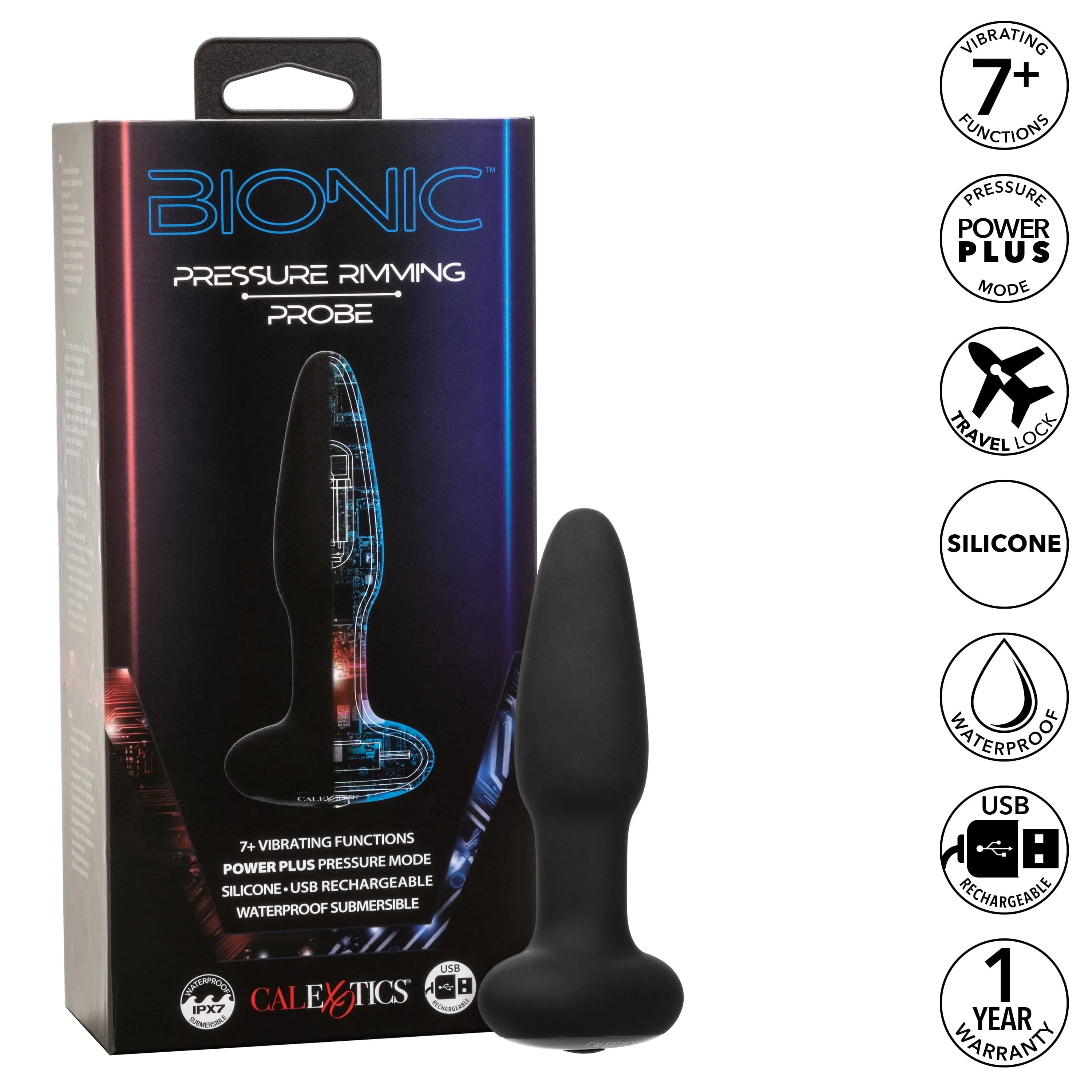 California Exotics - Bionic Pressure Rimming Probe Massager (Black)