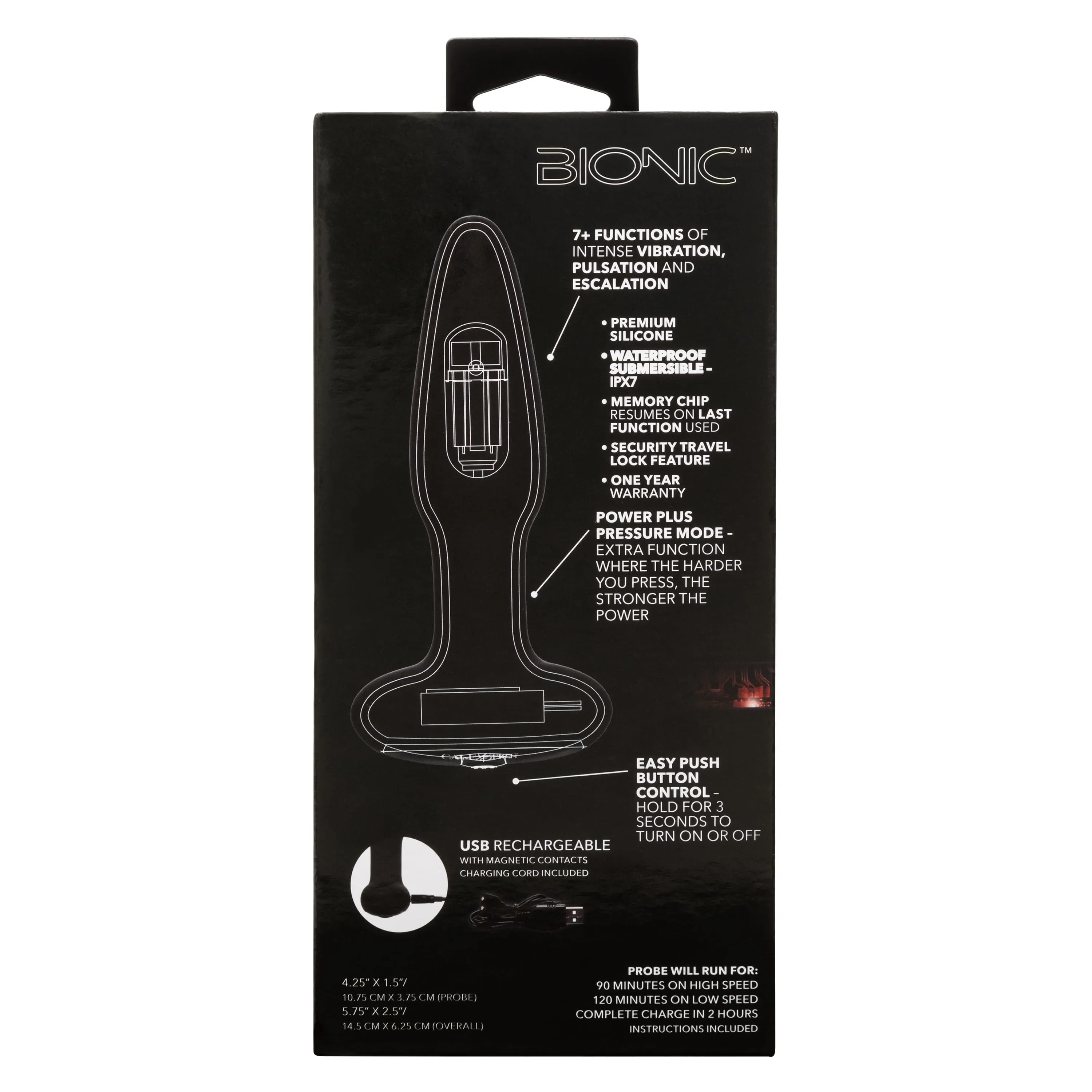 California Exotics - Bionic Pressure Rimming Probe Massager (Black)