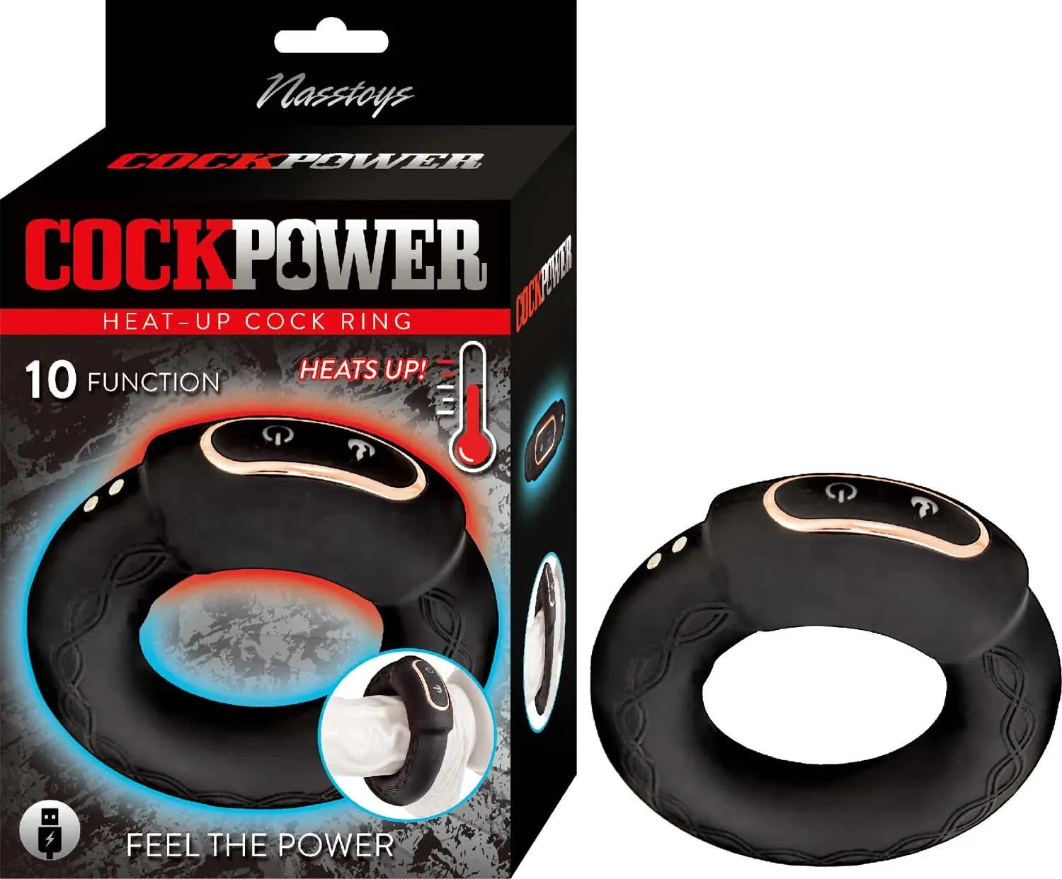 Cock Power Heat-Up Cock Ring | 10 Powerful Vibrations | USB
