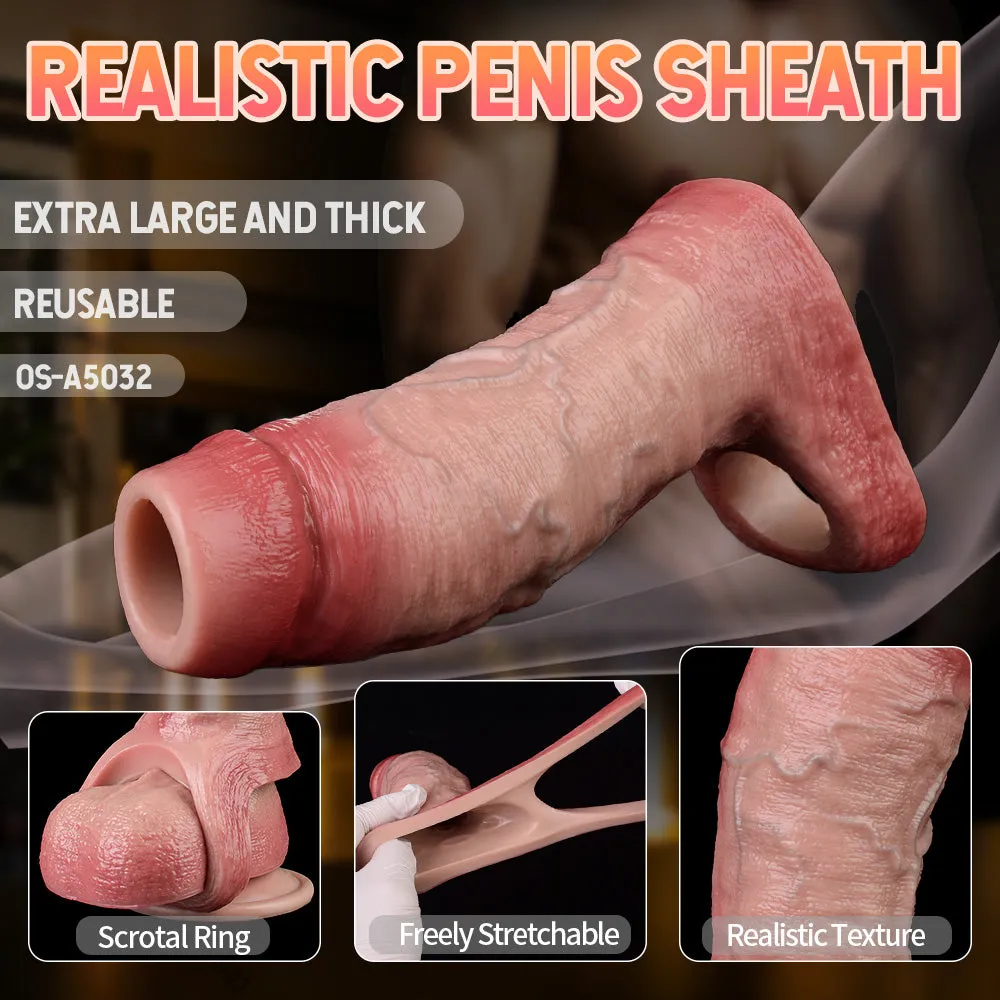 Cock Sleeve Realistic Penis Extender - Light Skin Cocksleeve Open-end Sex Toys for Men