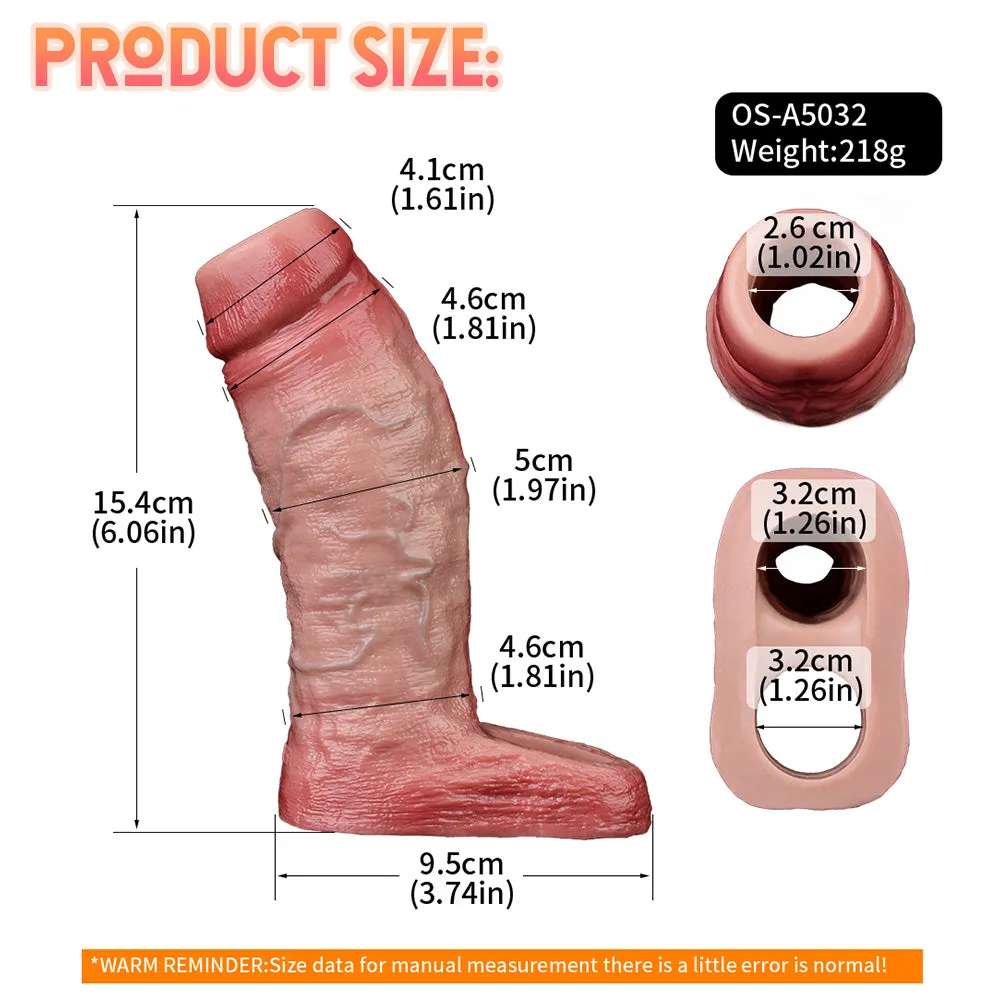 Cock Sleeve Realistic Penis Extender - Light Skin Cocksleeve Open-end Sex Toys for Men
