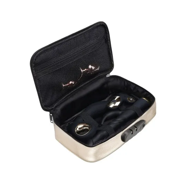 Cutie pentru jucării sexuale DORCEL Discreet Box. cu lacăt cu cifru. design discret și aspect premium. culoare auriu