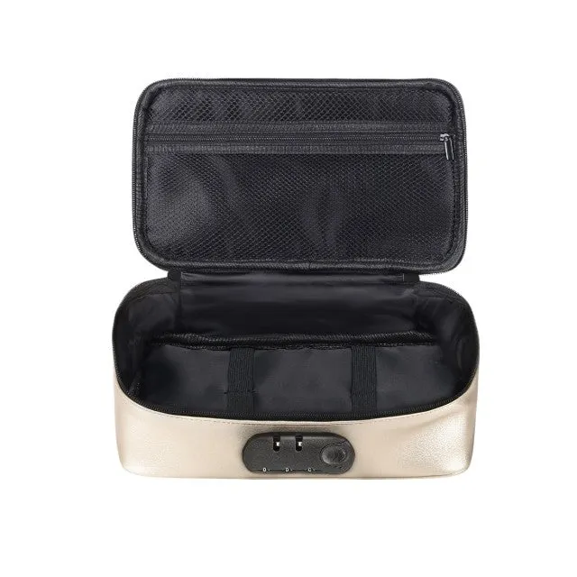 Cutie pentru jucării sexuale DORCEL Discreet Box. cu lacăt cu cifru. design discret și aspect premium. culoare auriu
