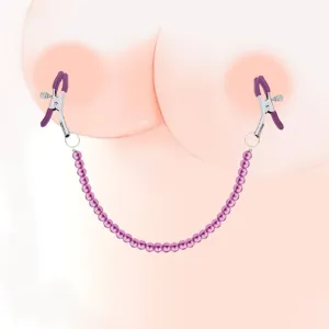 Desire Rose Gold Nipple Chain Clamps | With Pink Pearls | Adjustable