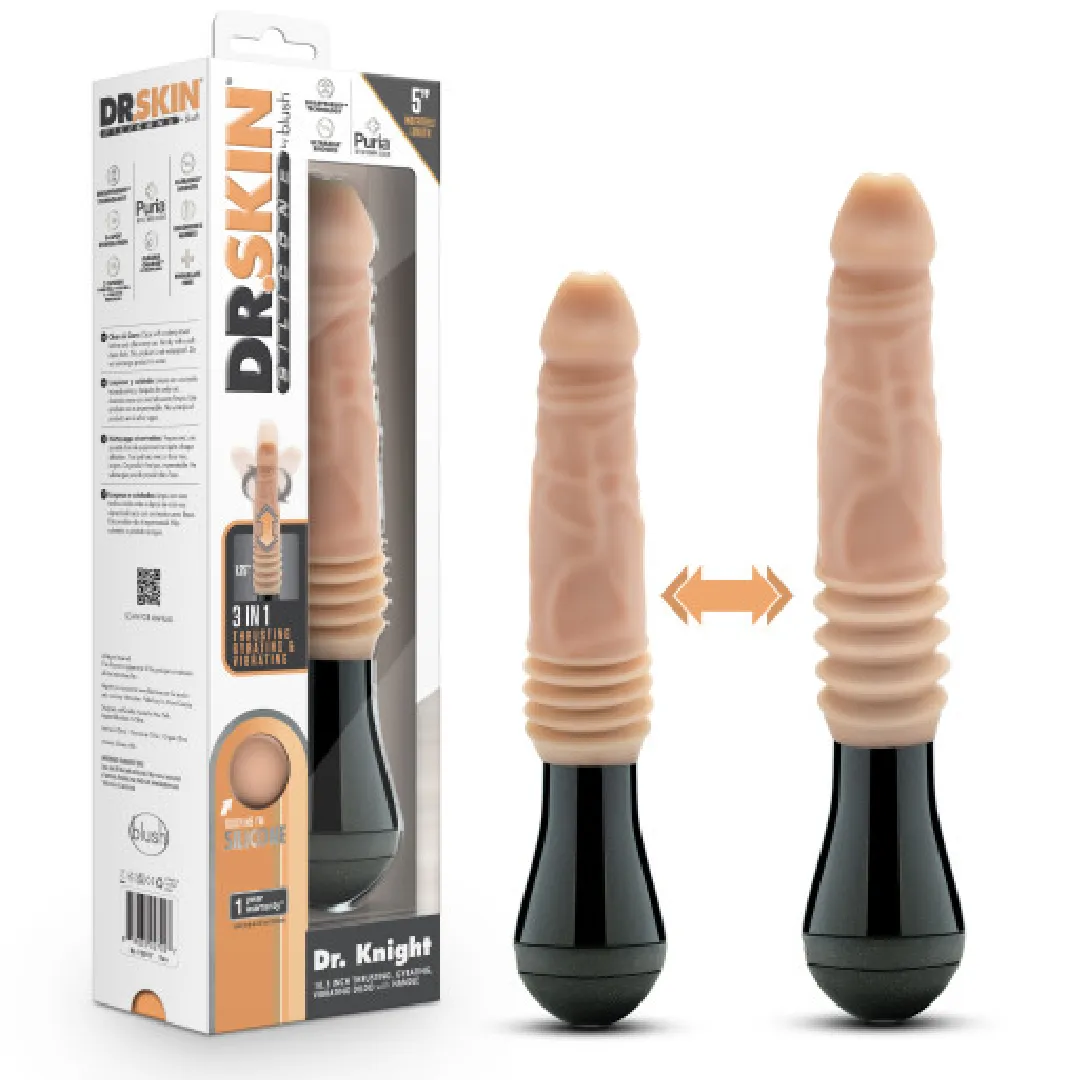 Dr. Knight Vibrating Thrusting Gyrating Realistic Silicone Dildo - Vanilla