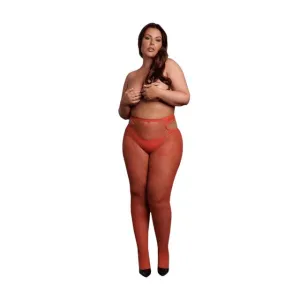 Dresuri tip plasă LE DÉSIR BY SHOTS Shimmering Cut-Out Thights. design cu decupaje pe șolduri și sclipi auriu. culoarea roșu. mărime plus-size. model C0820