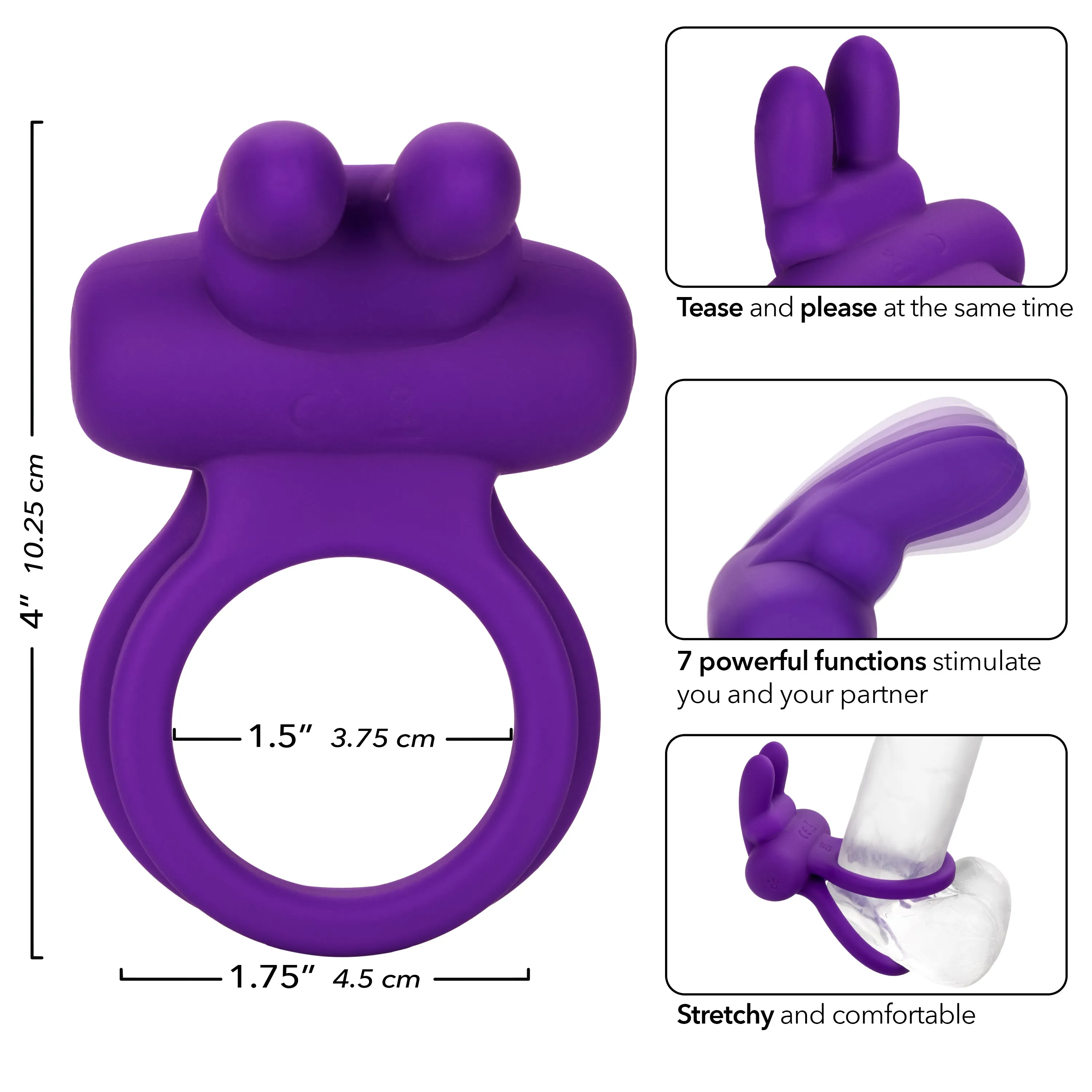 Dual Rockin Rabbit Silicone Vibrating Couples Cock Ring