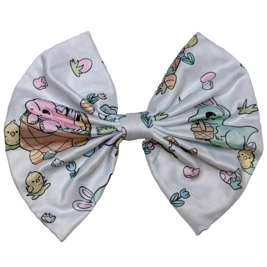 Easter Dinosaur Fabric Hair Bow ^