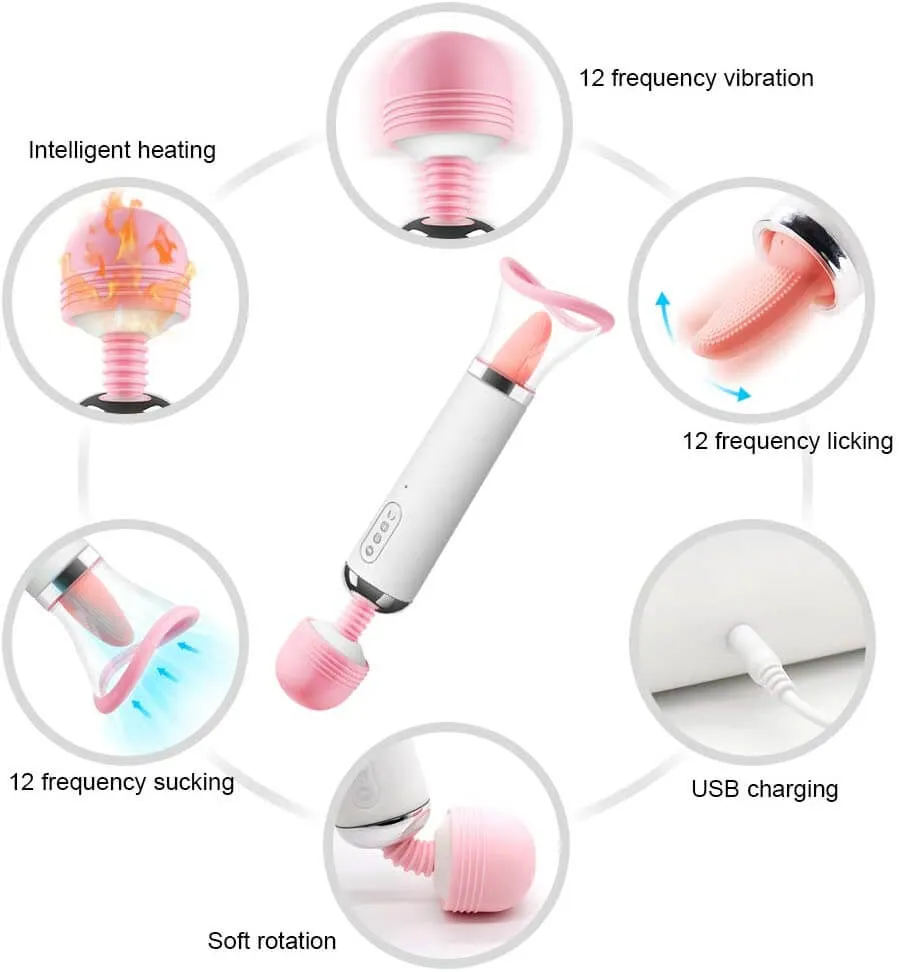 ExoticPapaya - Magic Wand with Clitoral Licking Tongue Vibrator