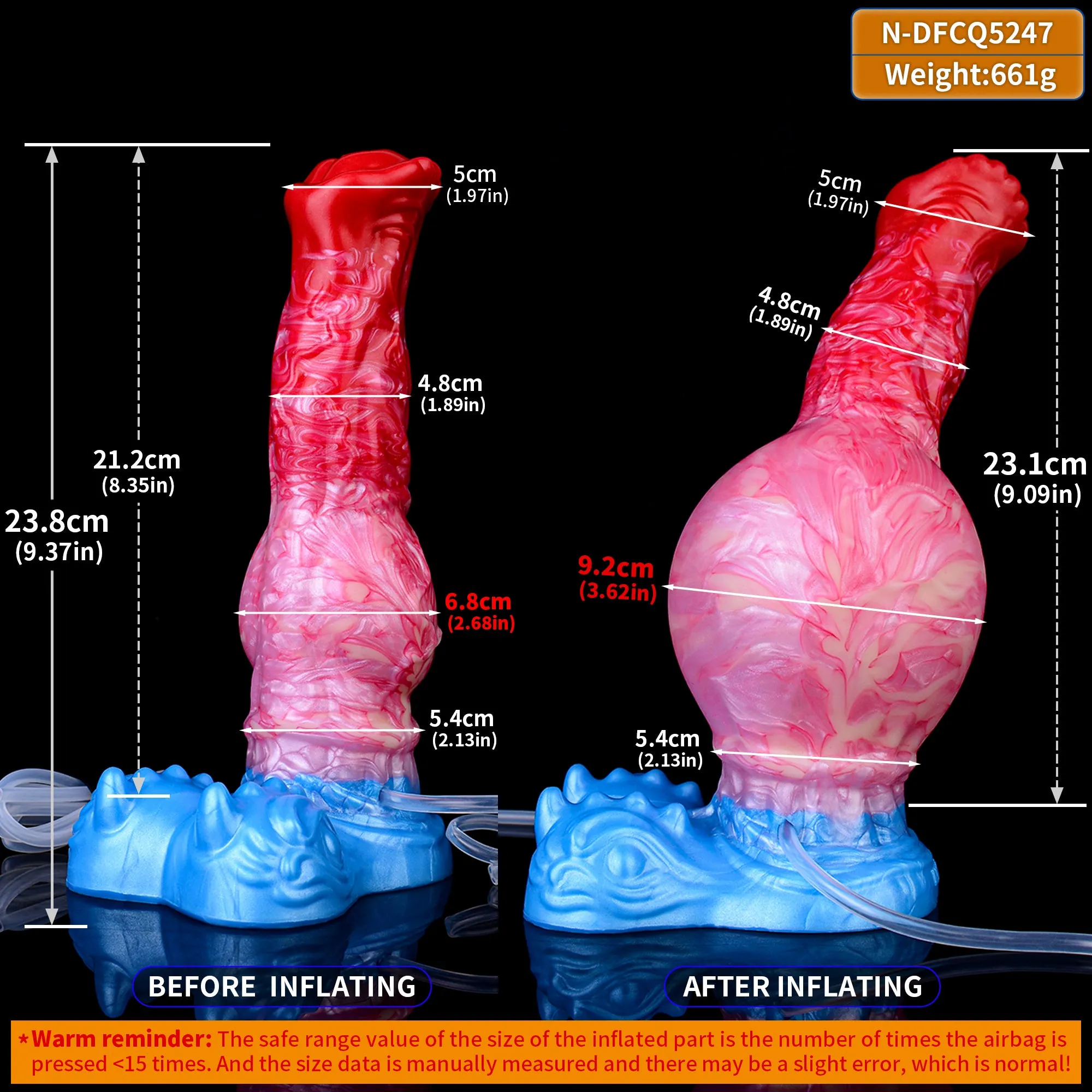 Fantasy Inflatable Squirting Dildo Anal Butt Plug - Silicone Soft Horse Dildos Sex Toys for Women Men
