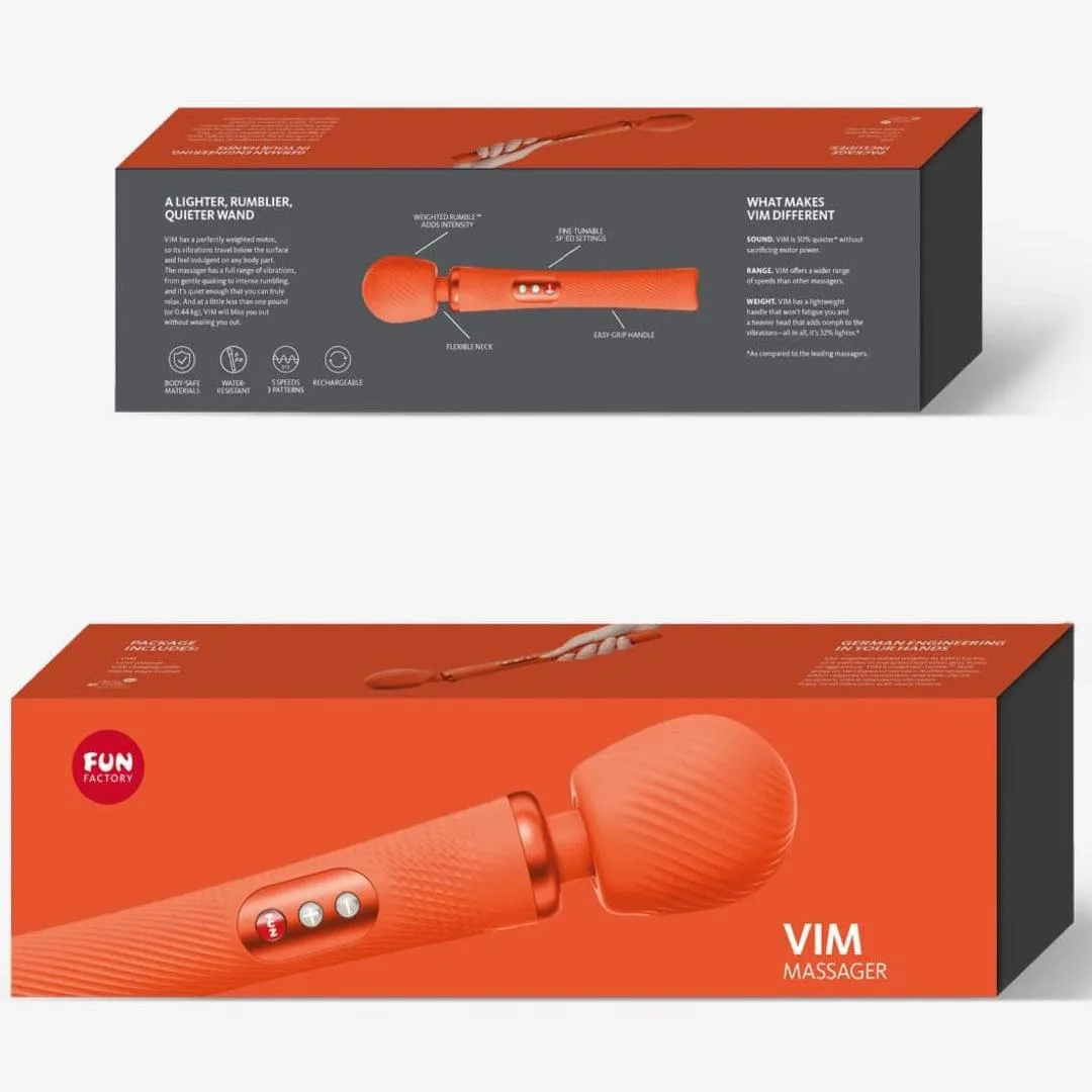 Fun Factory Vim Silicone Weighted Rumbly Wand Vibrator - Orange