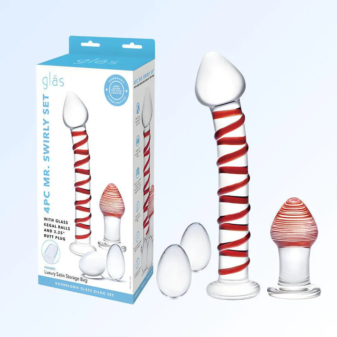 Gläs Mr. Swirly Set with Glass Kegel Balls and 3.25 Butt Plug (4 Piece Set)