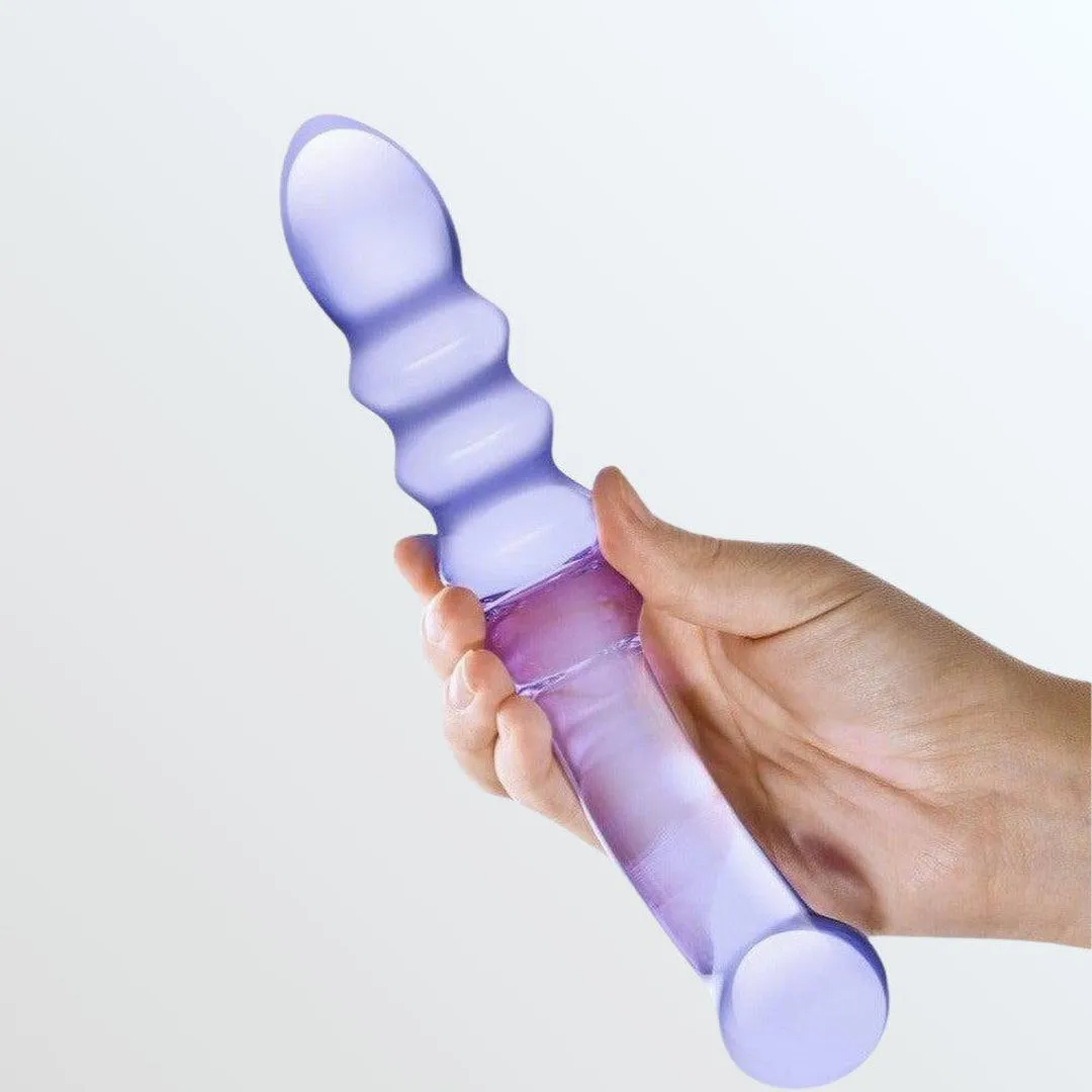 Gläs Purple Rain 8.5 Beaded & Ribbed Glass Dildo