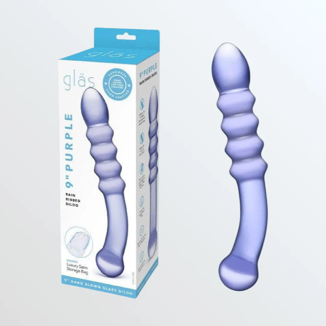 Gläs Purple Rain 8.5 Beaded & Ribbed Glass Dildo