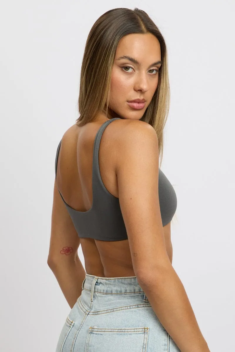 Grey Bralette Seamless Cropped