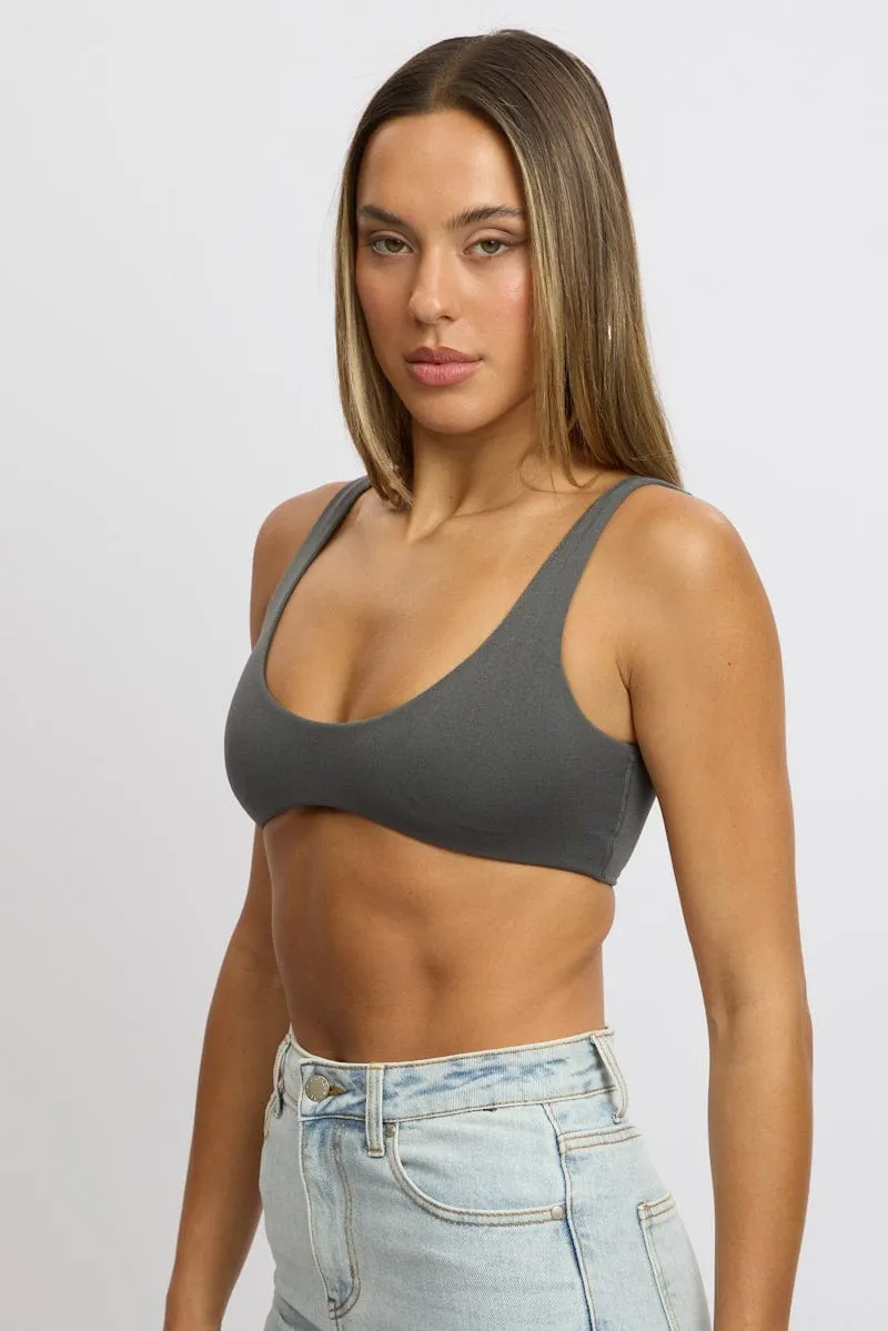 Grey Bralette Seamless Cropped