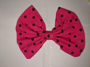 Hot Pink Dots Fabric Hair Bow