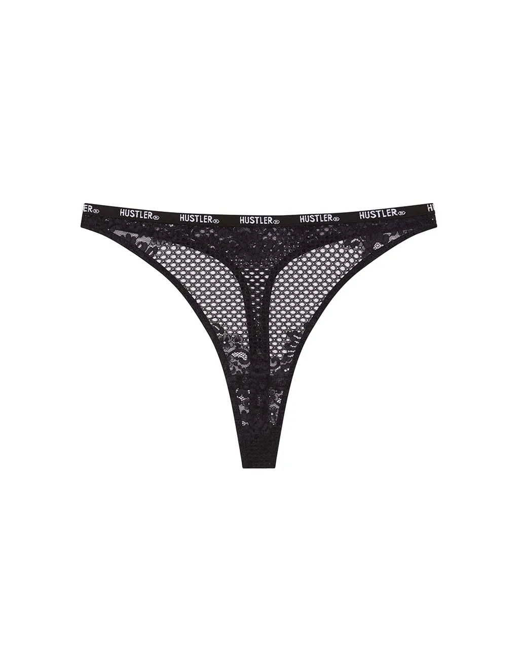 HUSTLER® Logo Fishnet High Waist Thong
