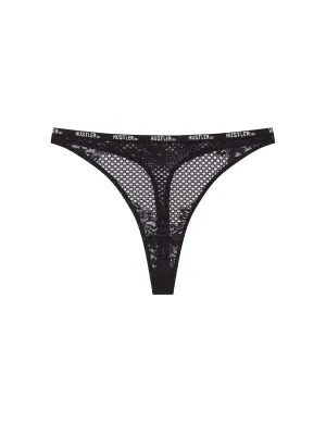 HUSTLER® Logo Fishnet High Waist Thong