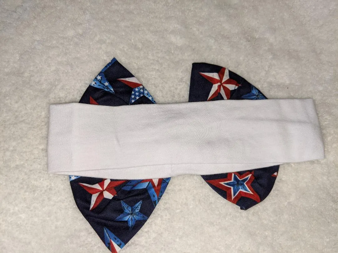 Independence Day White Red Stars Fabric Hairband