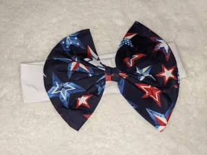 Independence Day White Red Stars Fabric Hairband