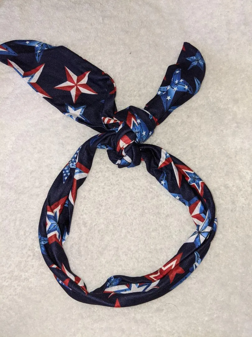 Independence Day White Red Stars Fabric Hairband