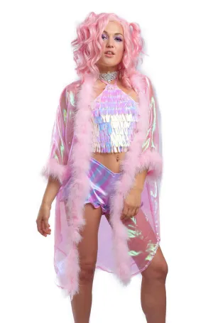 Iridescent Fab-Kimono in Light Pink