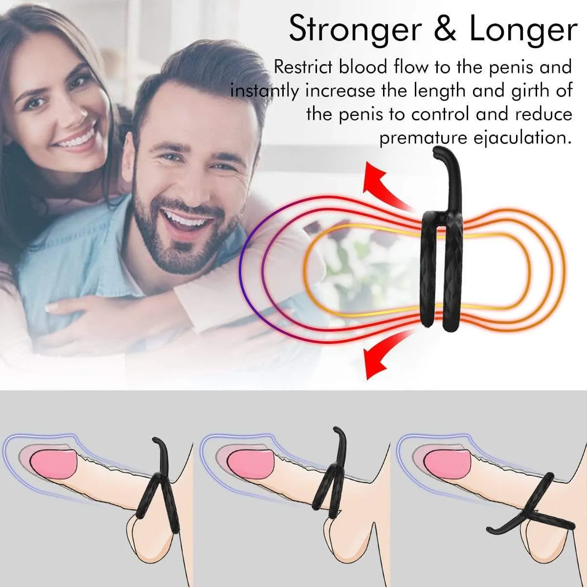 Jazzy | Dual Penis Silicone Multiple Combinations Testicle Ring