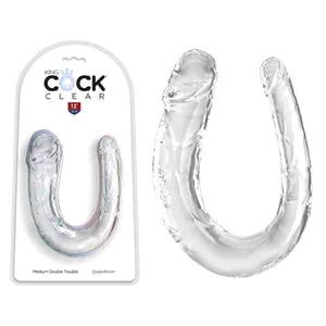King Cock Clear Double Trouble Medium Double Dildo by Pipedreams Products®